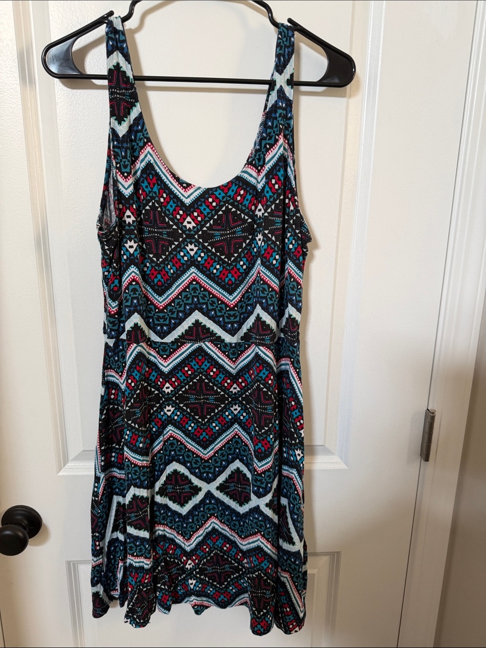 Express Sleeveless Mini Dress in Teal, Black, White & Pink